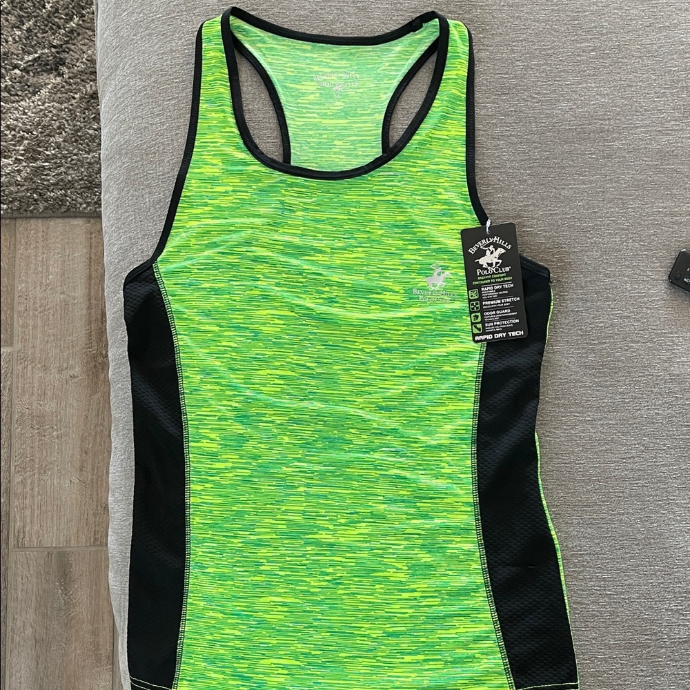 Beverly Hills Polo Club Lime Green and Black Tank Top